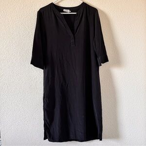 R LABEL 100% Silk Shirt Midi Dress Women’s Small Black Relaxed Casual Minimalist